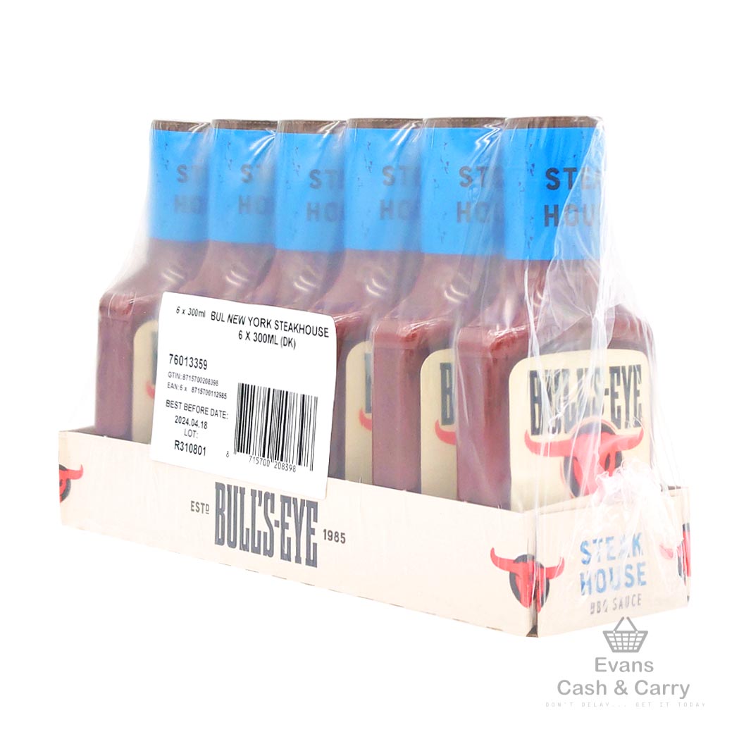 CASE of (BBE 18/04/24) Bull's-Eye New York Steakhouse BBQ Sauce (6x300ml)