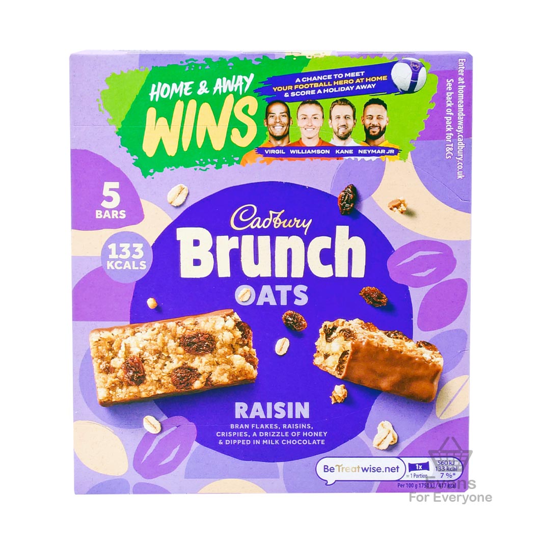 (BBE 16/02/25) Cadbury Brunch Bars -  Raisin 5pk (160g) (80p each 3 for £2)