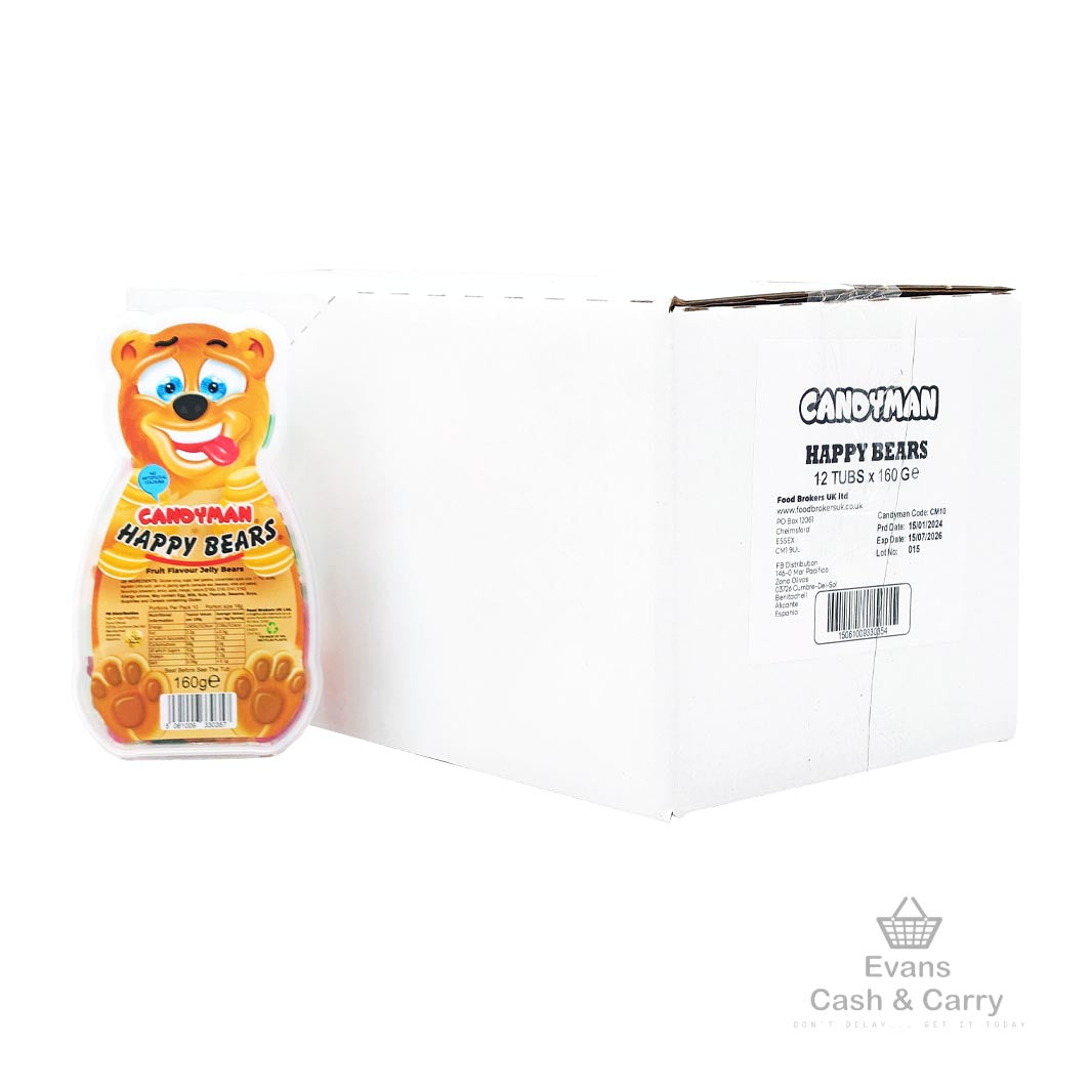 CASE of (BBE 15/07/26) Candyman Happy Bears Gummy Sweets (12x160g)