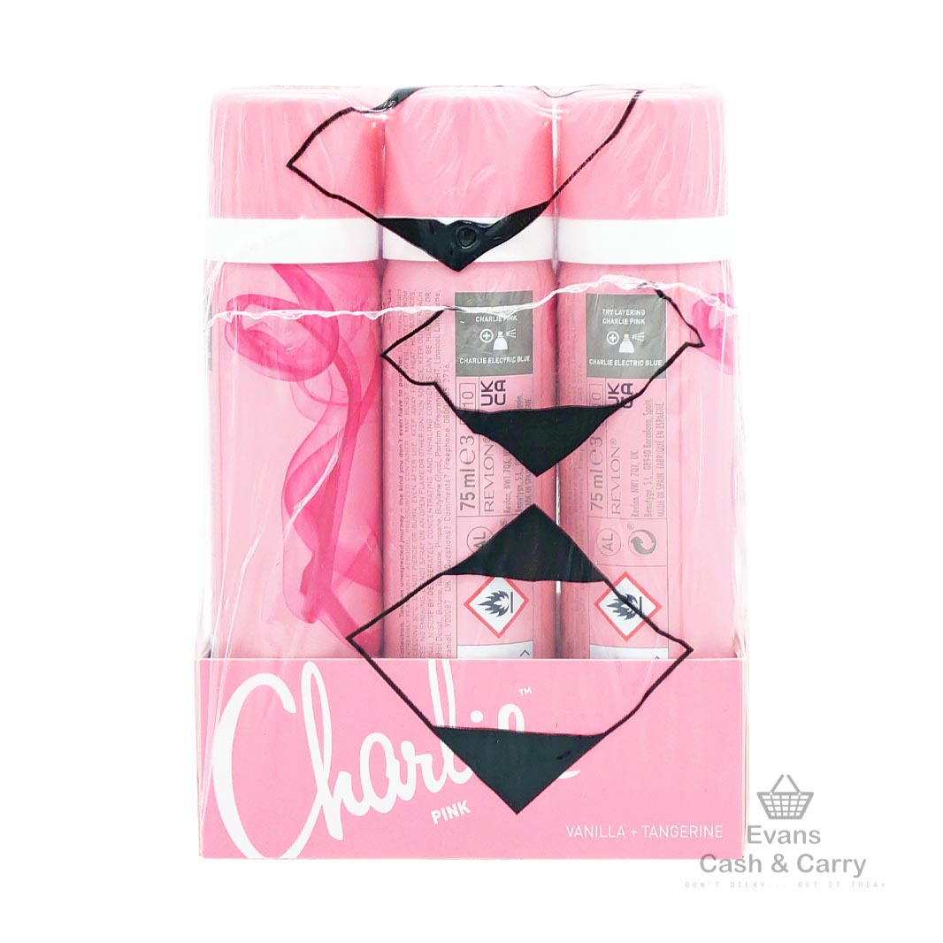 CASE of Pink Charlie Body Spray - Vanilla (6x75ml)