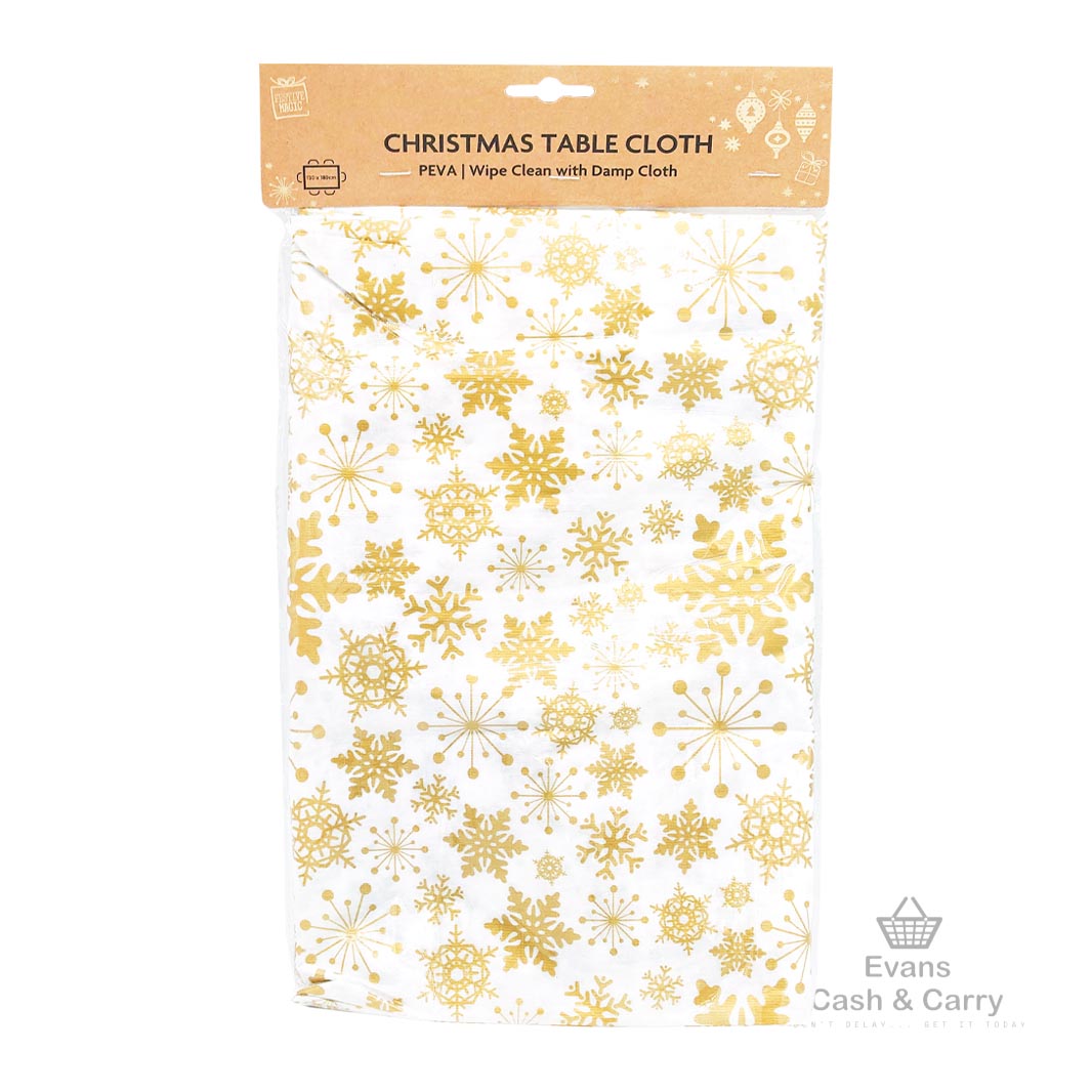 Gold Patterned Christmas Table Cloth (Assorted)