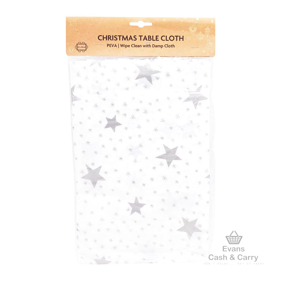 Silver Patterned Christmas Table Cloth (Assorted)