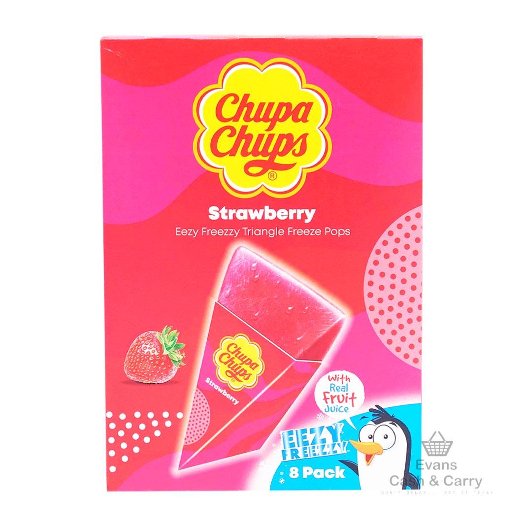 (BBE 12/24) Chupa Chups Eezy Freezy Triangle Freeze Pops - Strawberry (8 Pack) (£1.40 each or 3 for £3.60)