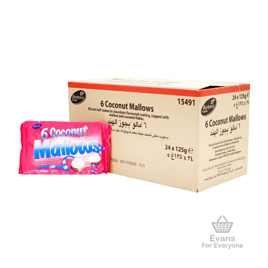 (BBE 07/05/25) CASE OF Burtons Coconut Mallows (24x125g)