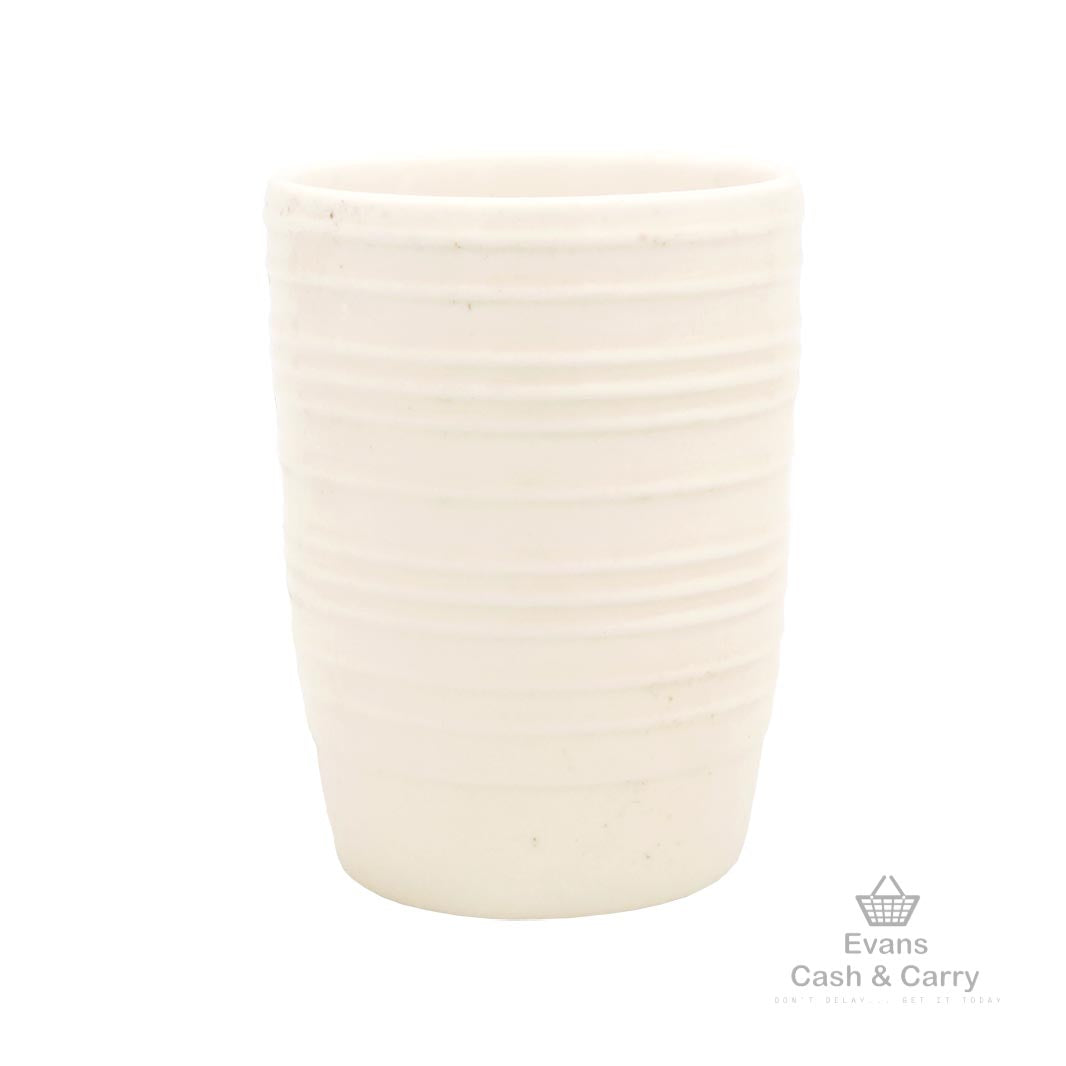 Cream Ribbed Bathroom Beaker