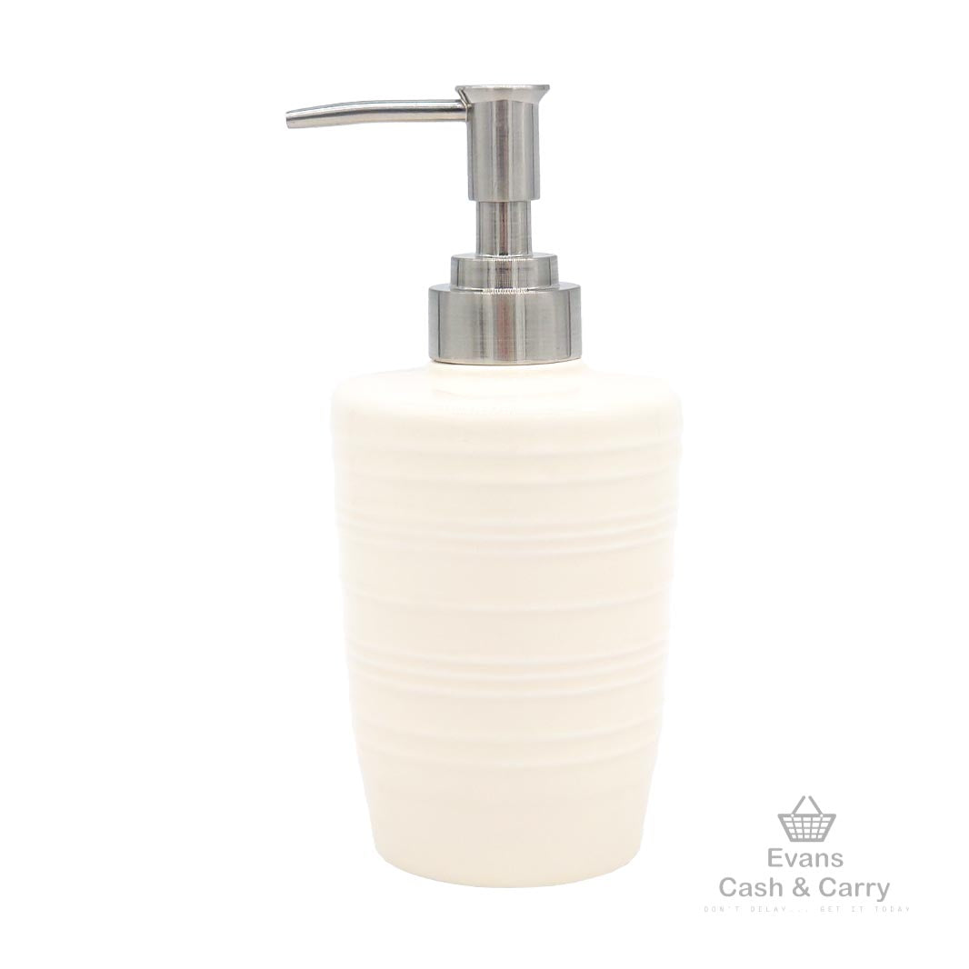 Cream Ribbed Soap Dispenser