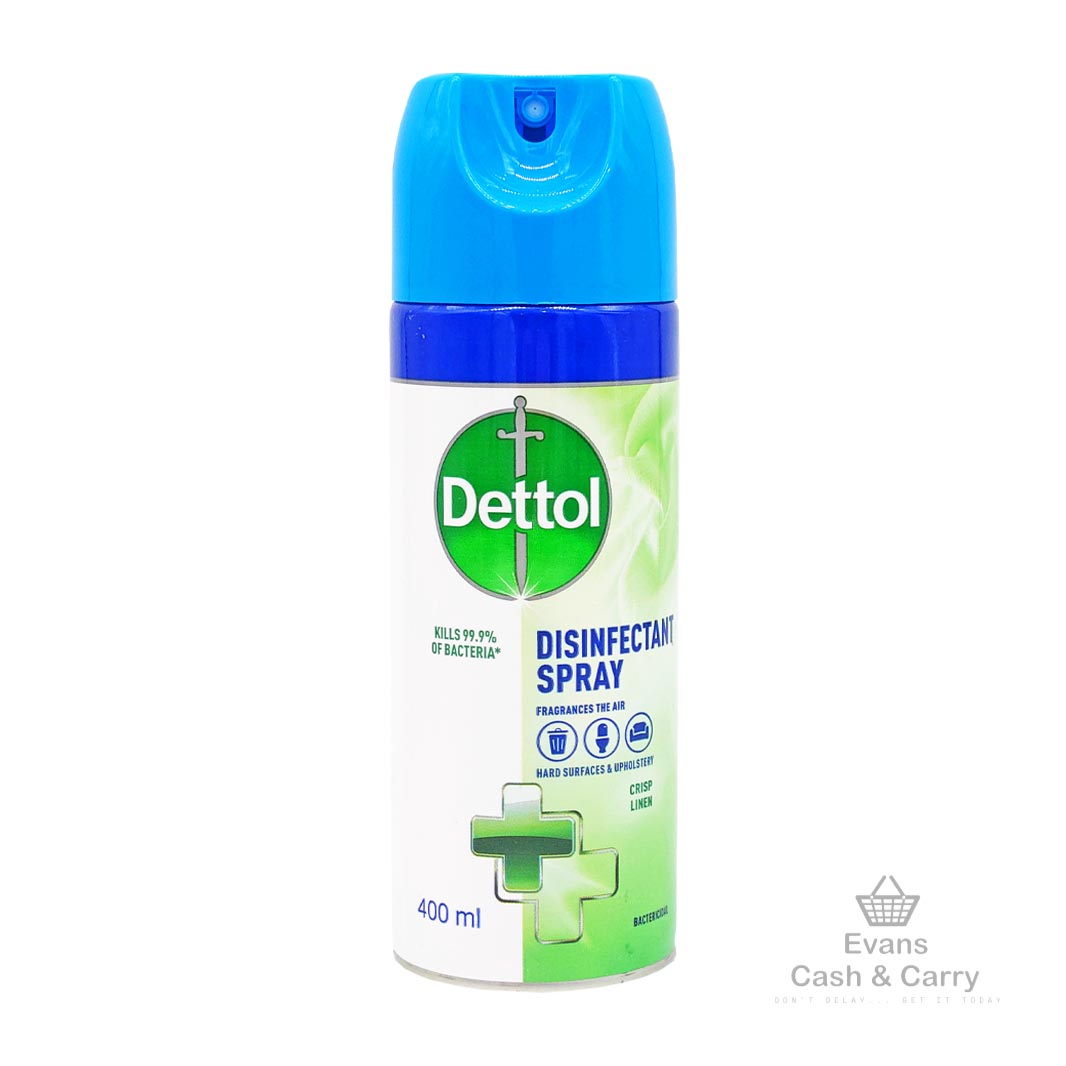 (2nd) Dettol Disinfectant Spray Crisp Linen (WITHOUT REMOVABLE CAP) (400ml) (£1.60 each or 2 for £3)