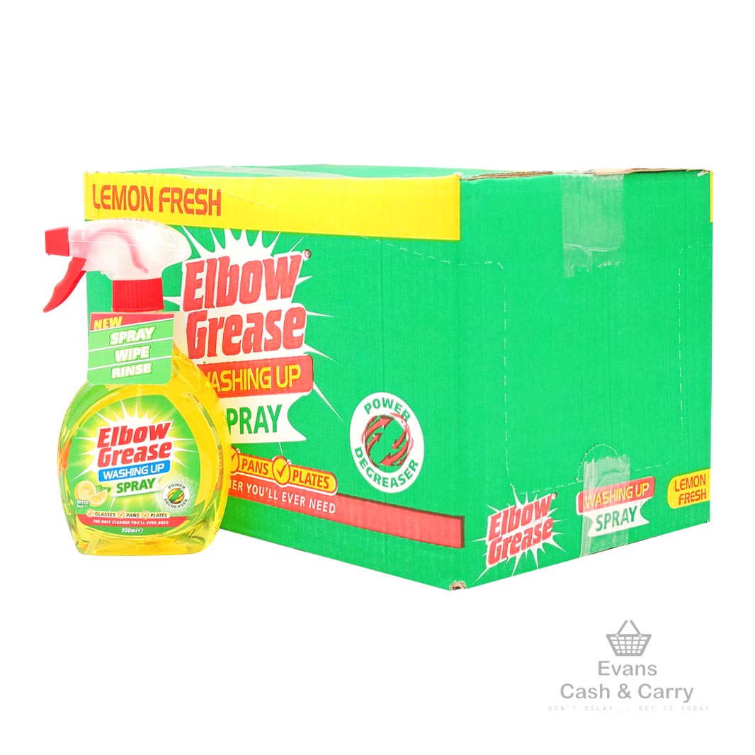 CASE of Elbow Grease Washing up Spray - Lemon (12x500ml)