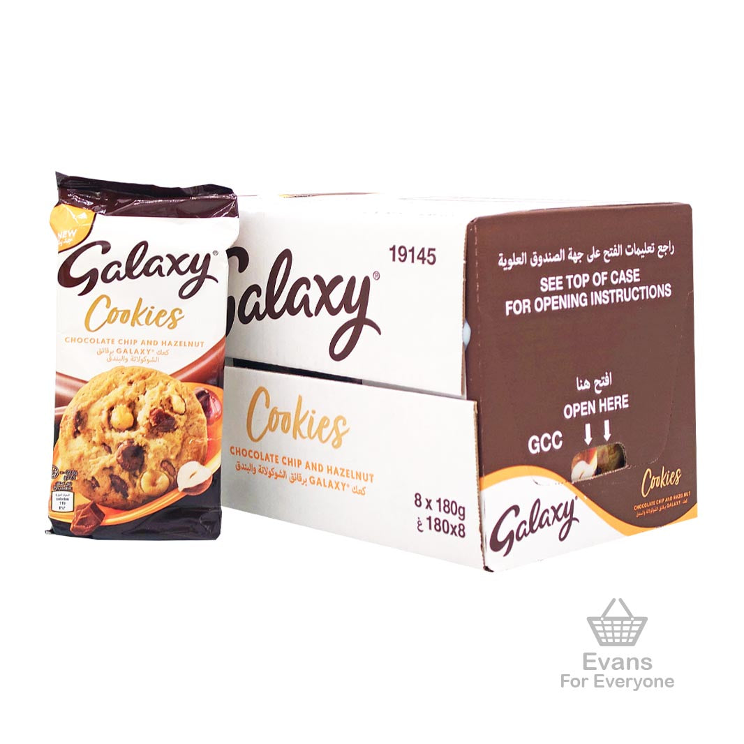 (BBE 22/02/25) CASE OF Galaxy Chocolate Chip & Hazelnut Cookies (8x180g)