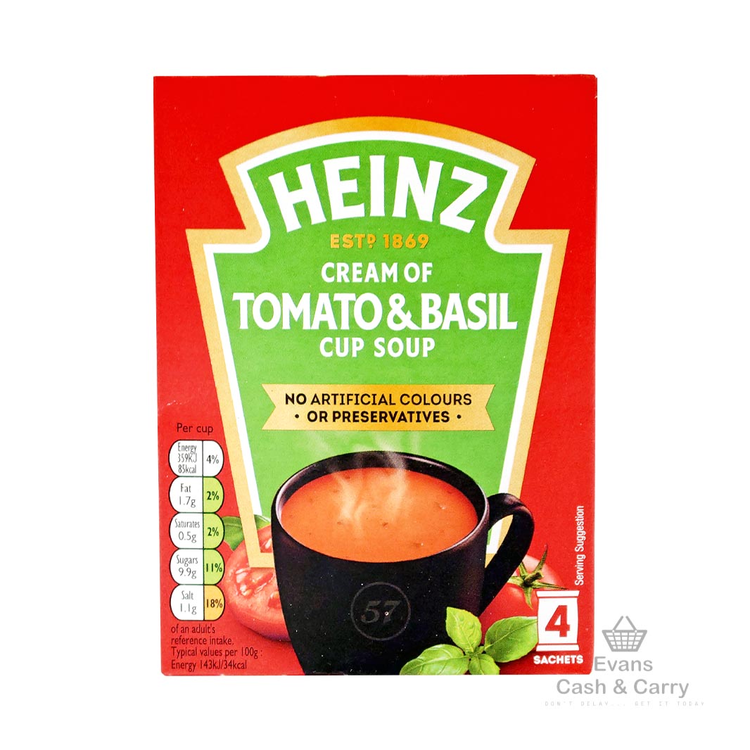 (BBE - 02/2024) Heinz Tomato & Basil Cup Soup (4 Sachets) (£1.20 each / 3 for £3)