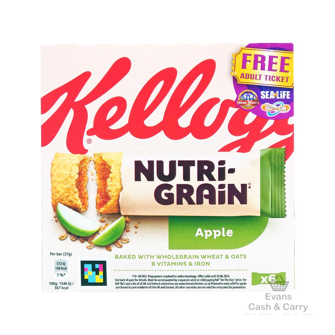 (BBE 01/24) Kellogg's Nutrigrain Apple Bars (6x37g)