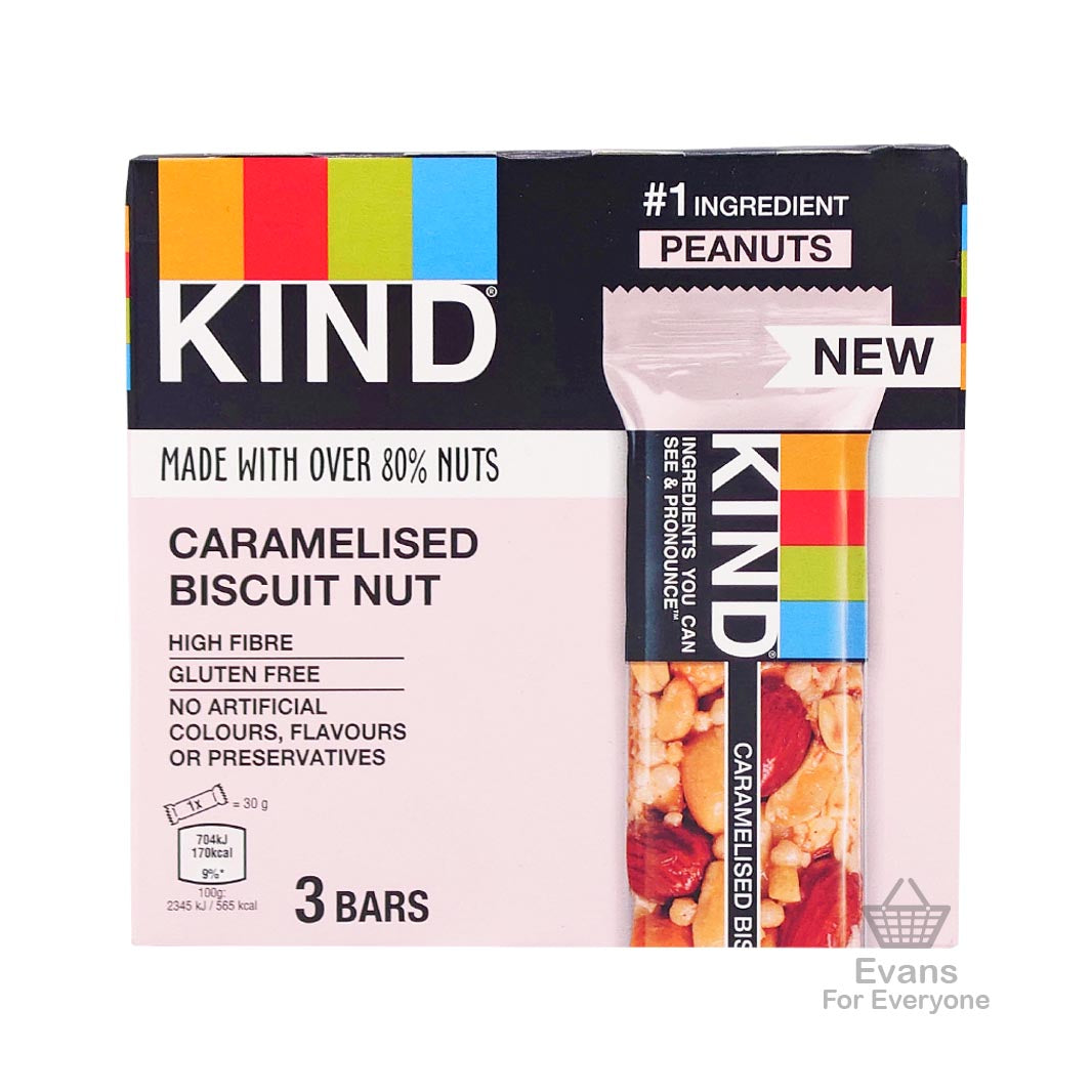 (BBE 18/09/24) Kind Bars - Caramelised Biscuit Nut (3x30g) (£1.30 each or 2 for £2.30)