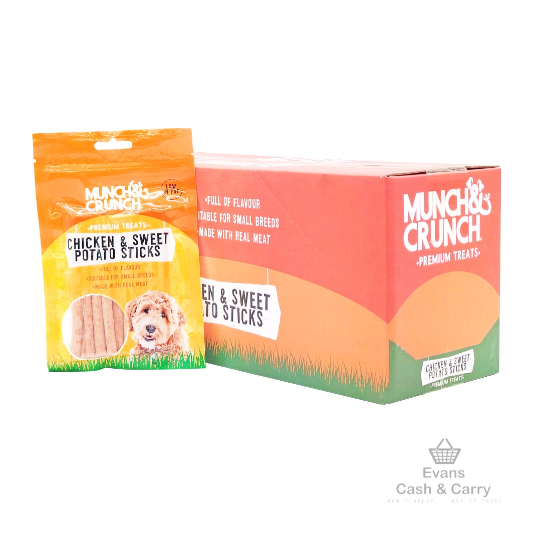 CASE of (BBE 05/11/24) Munch Crunch Chicken & Sweet Potato Sticks (24x70g)