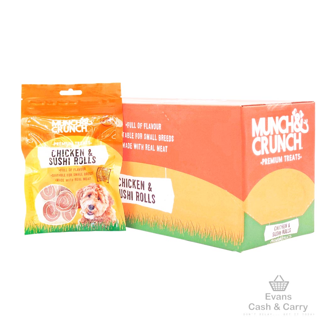 CASE of (BBE - 02/25) Munch Crunch Chicken & Sushi Rolls (24x70g)