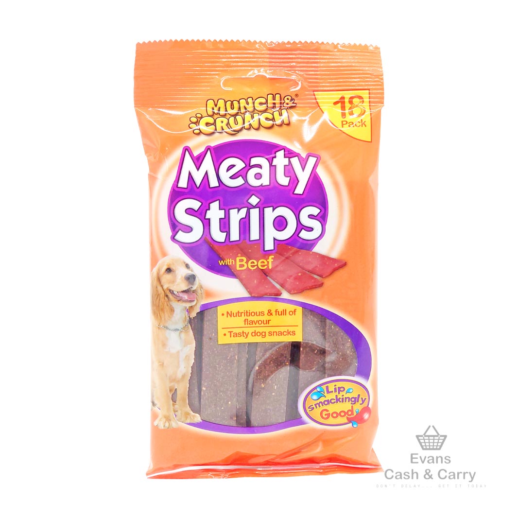 2nd (BBE - 08/02/26) Munch Crunch Meaty Strips - Beef (18pk)