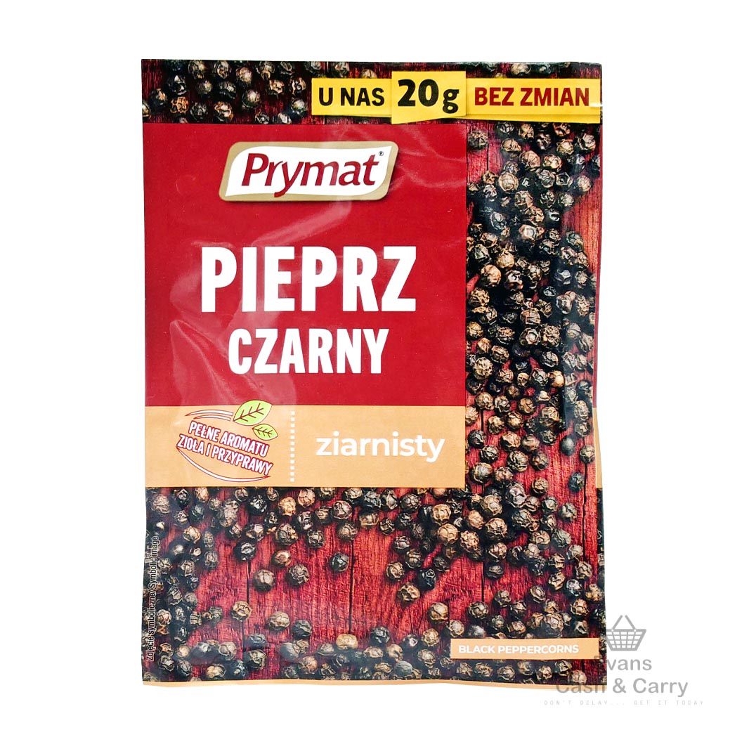 (BBE 02/27) Prymat Pieprz Czarny Ziarnisty Black peppercorns (20g)