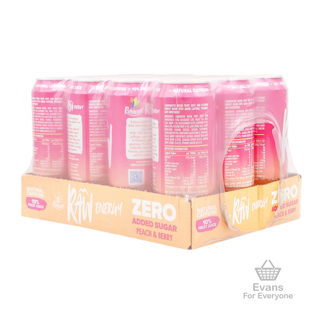 (BBE 07/25) Rubicon RAW Zero - Peach & Berry (12x500ml)