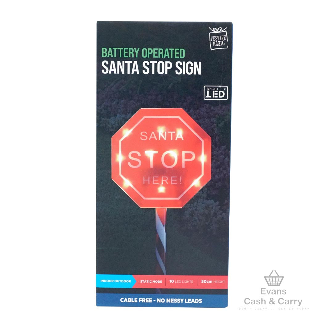 Battery Operated Santa Stop Sign