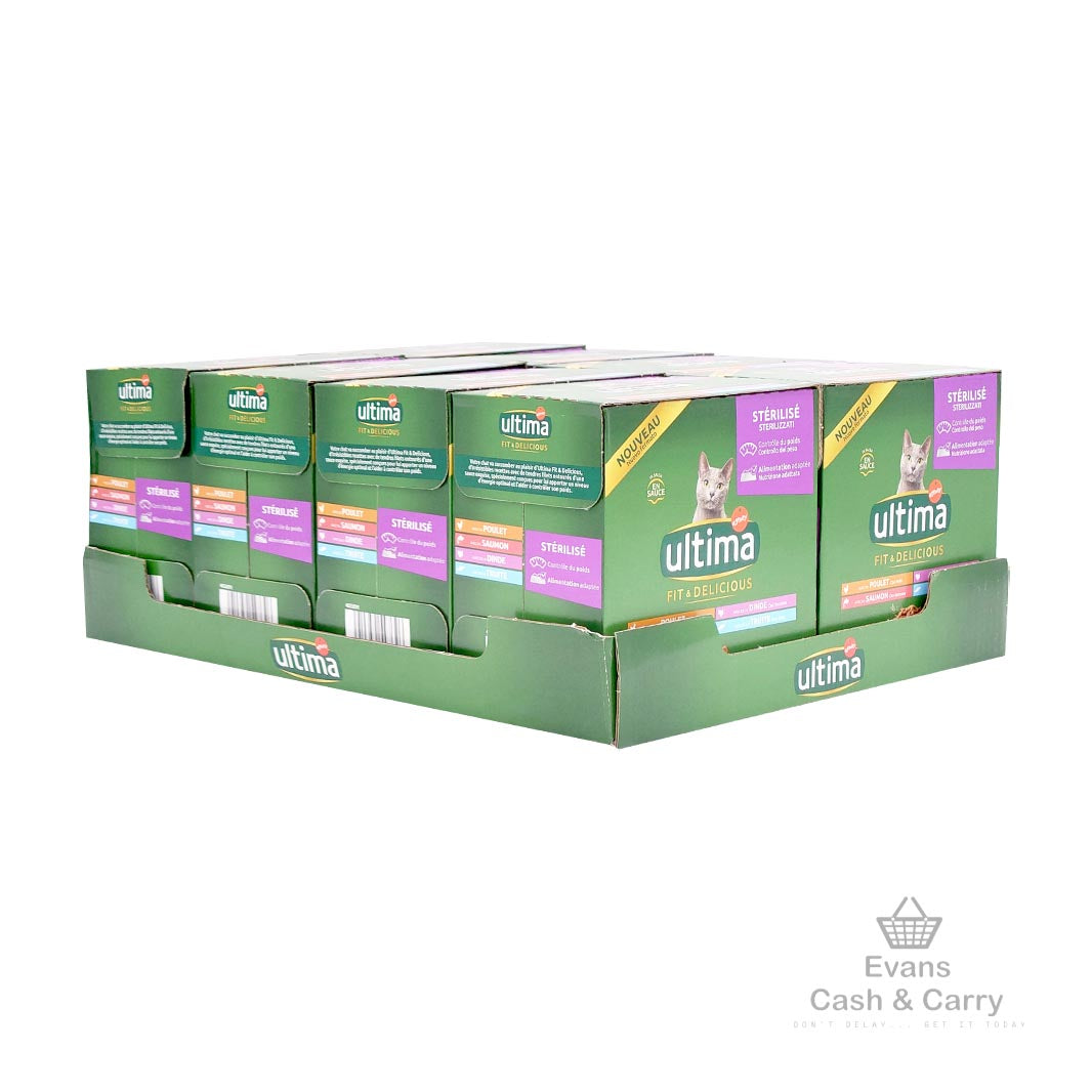 (BBE 16/07/24) CASE of Ultima Fit & Delicious with meat and fish Cat Food (8x8x85g pouches)