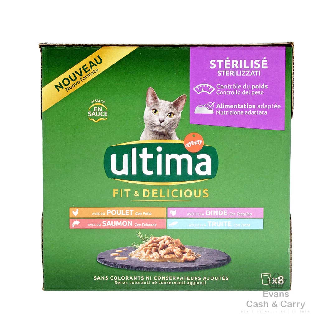 (BBE 16/07/24) Ultima Fit & Delicious with meat and fish Cat Food (8x 85g pouches) (£2.50 each or 2 for £4.60)