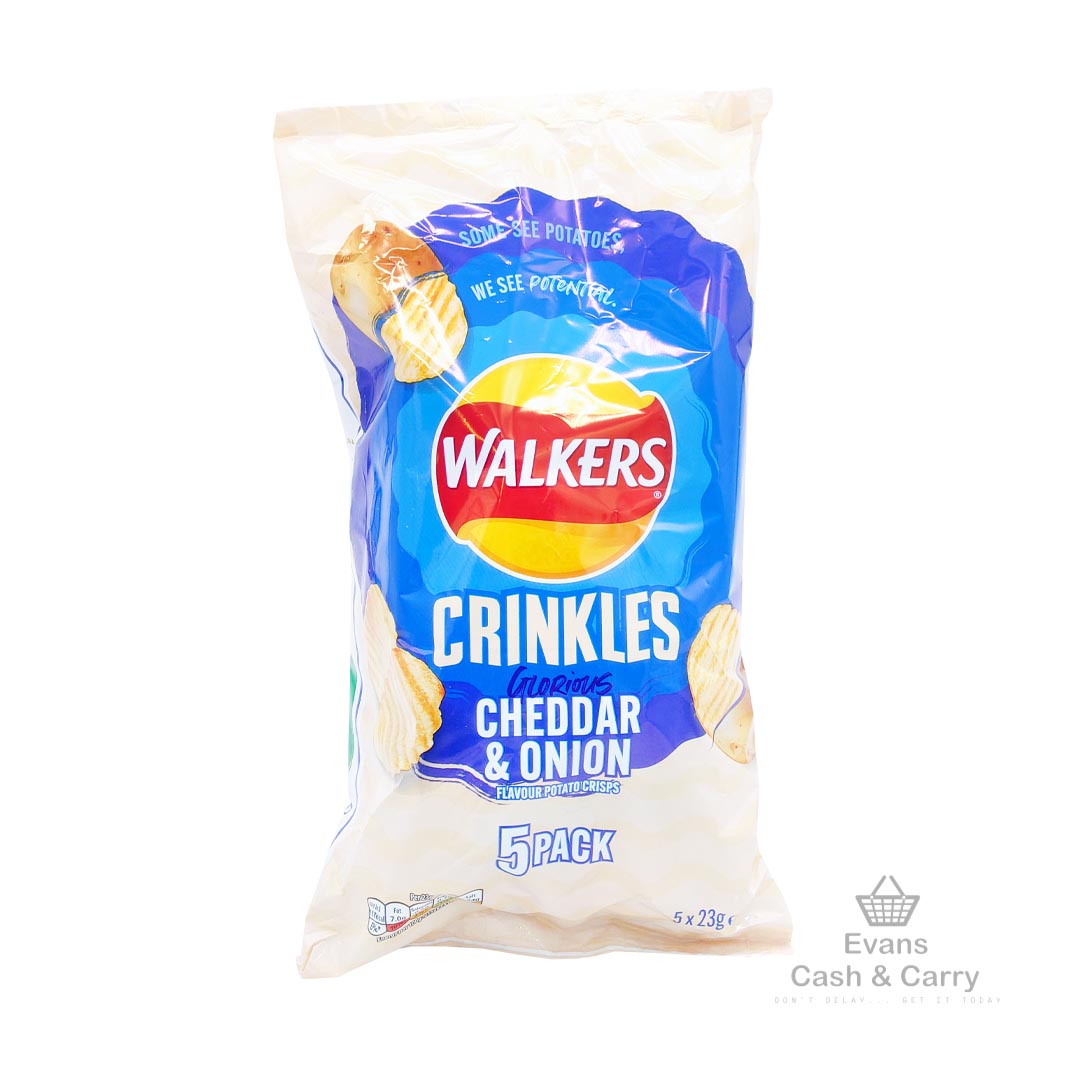 (BBE 28/08/24) Walkers Crinkles Cheddar Cheese & Onion Crisps Multipack (5x23g)