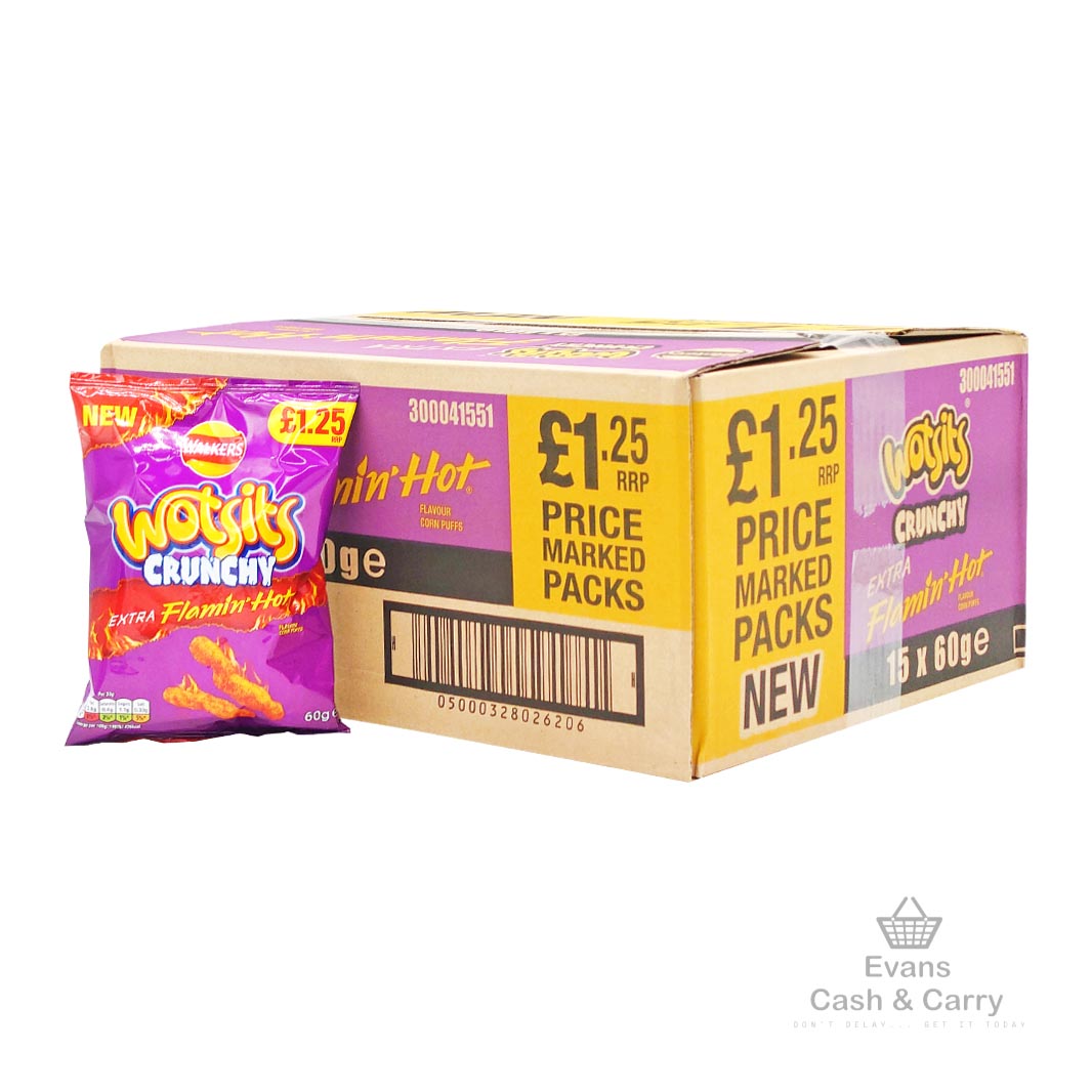 (BBE 25/08/24) CASE of Wotsits Crunchy Extra Flamin' Hot (15x60g)