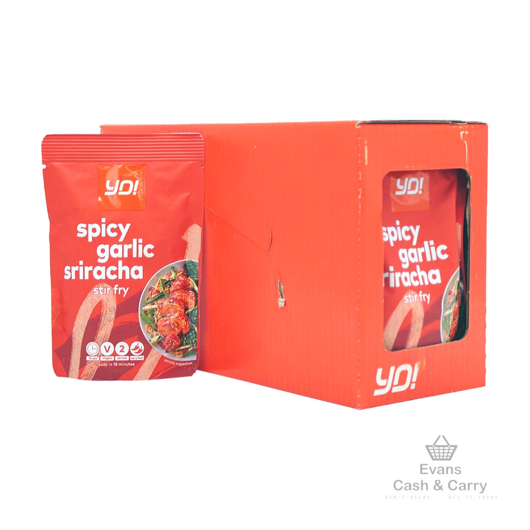 CASE of (BBE - 26/06/24) Yo! Spicy Garlic & Sriracha Stir Fry Sauce (12x100g)