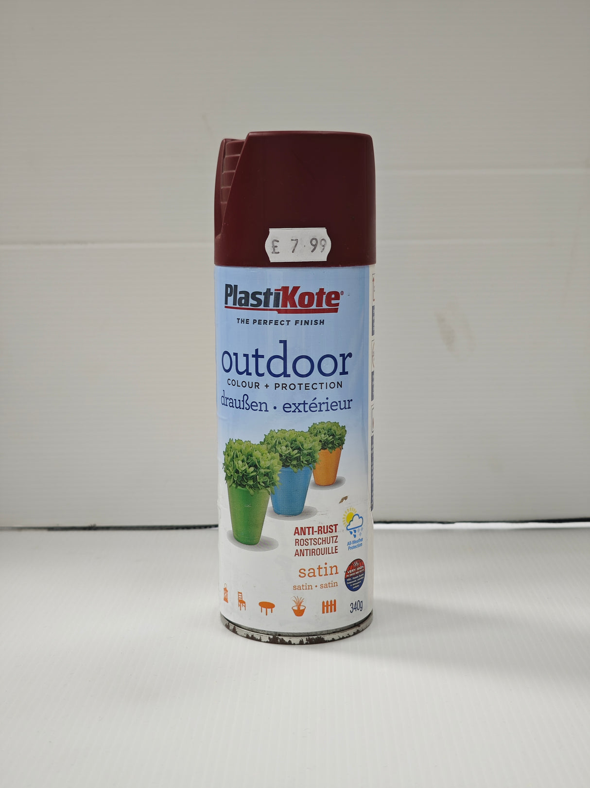 Plastikote Outdoor Spray Paint - Satin - Wine Red (400ml)