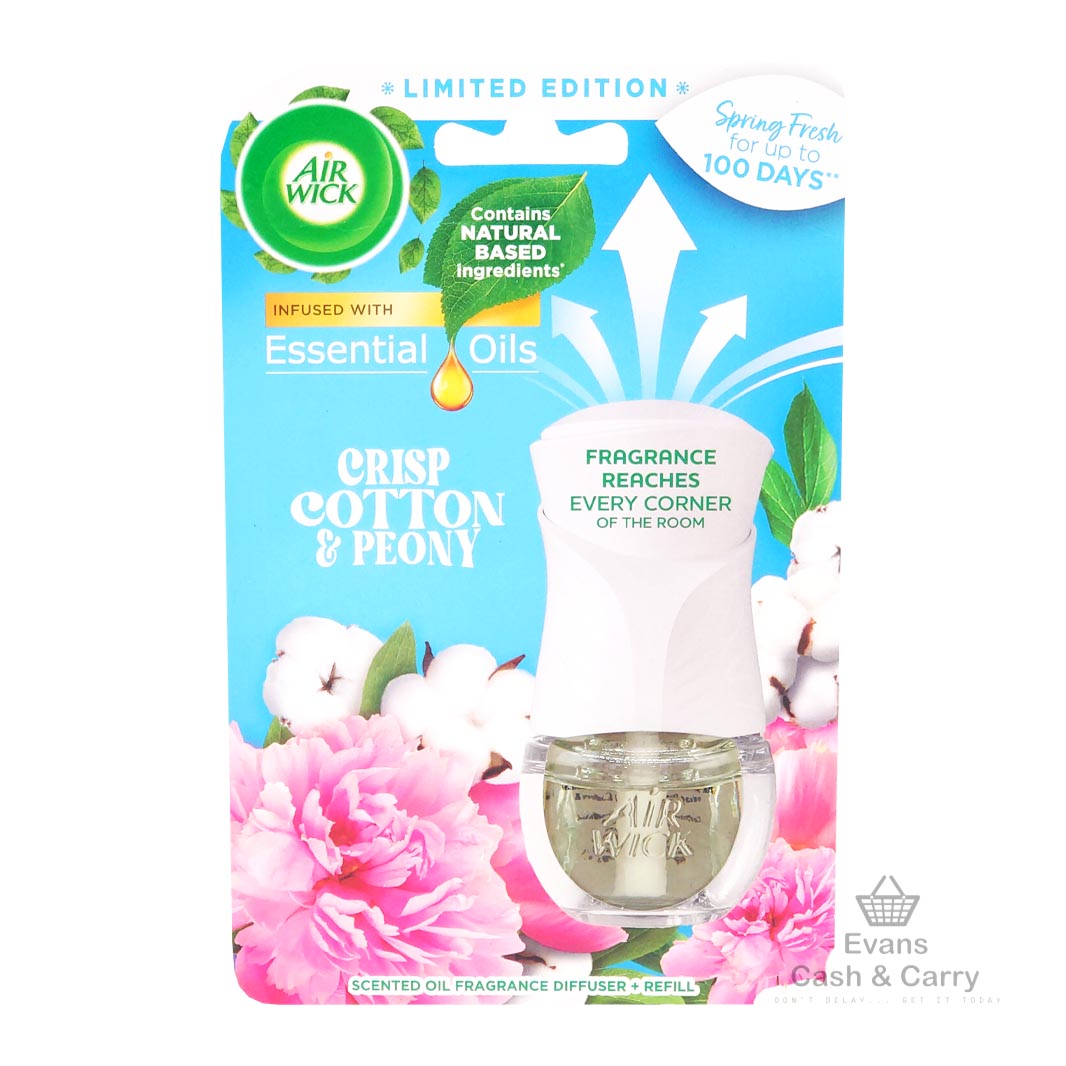 Airwick Essential Oils Plug In- Crisp Cotton & Peony (19ml)