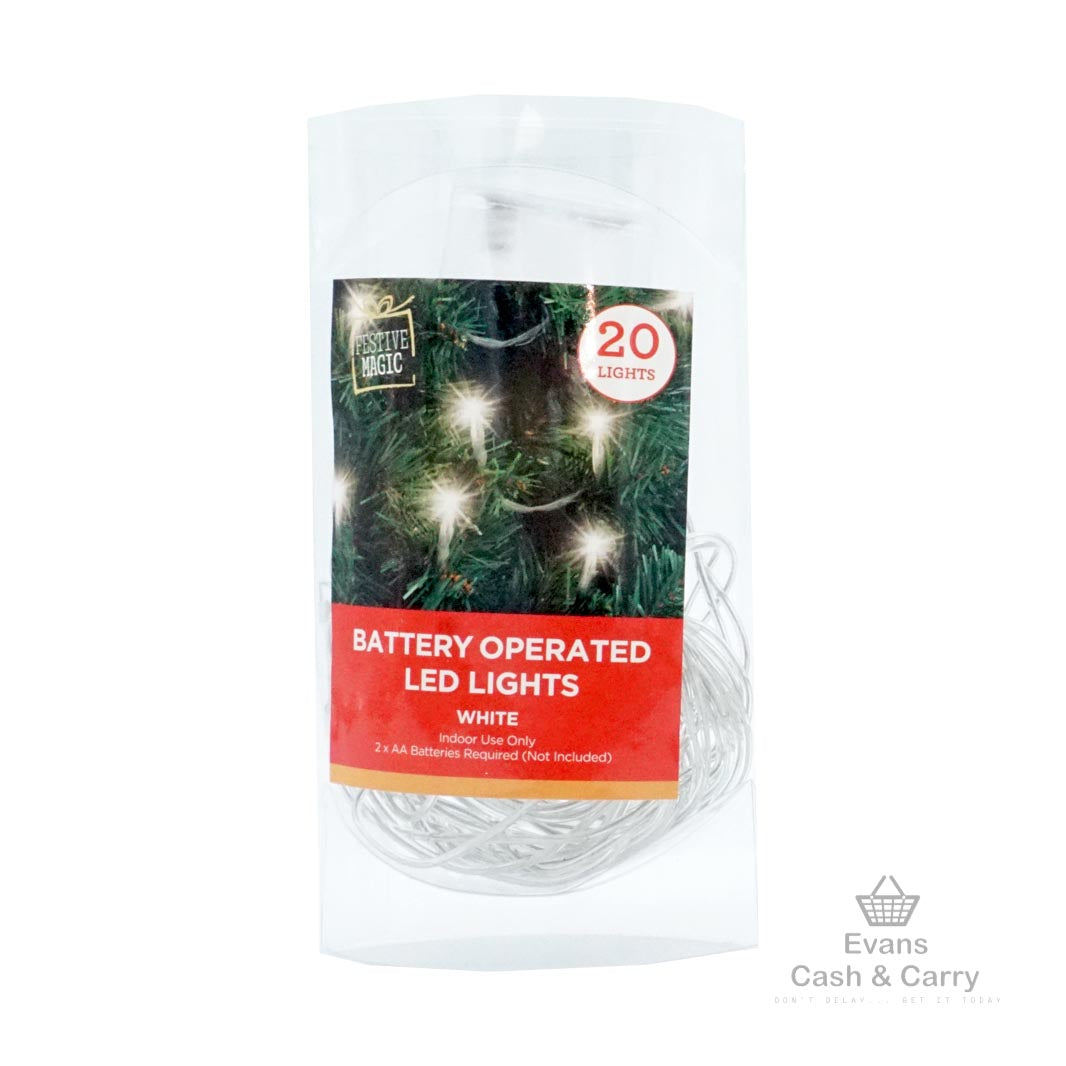 Battery Operated 20 LED Lights - White