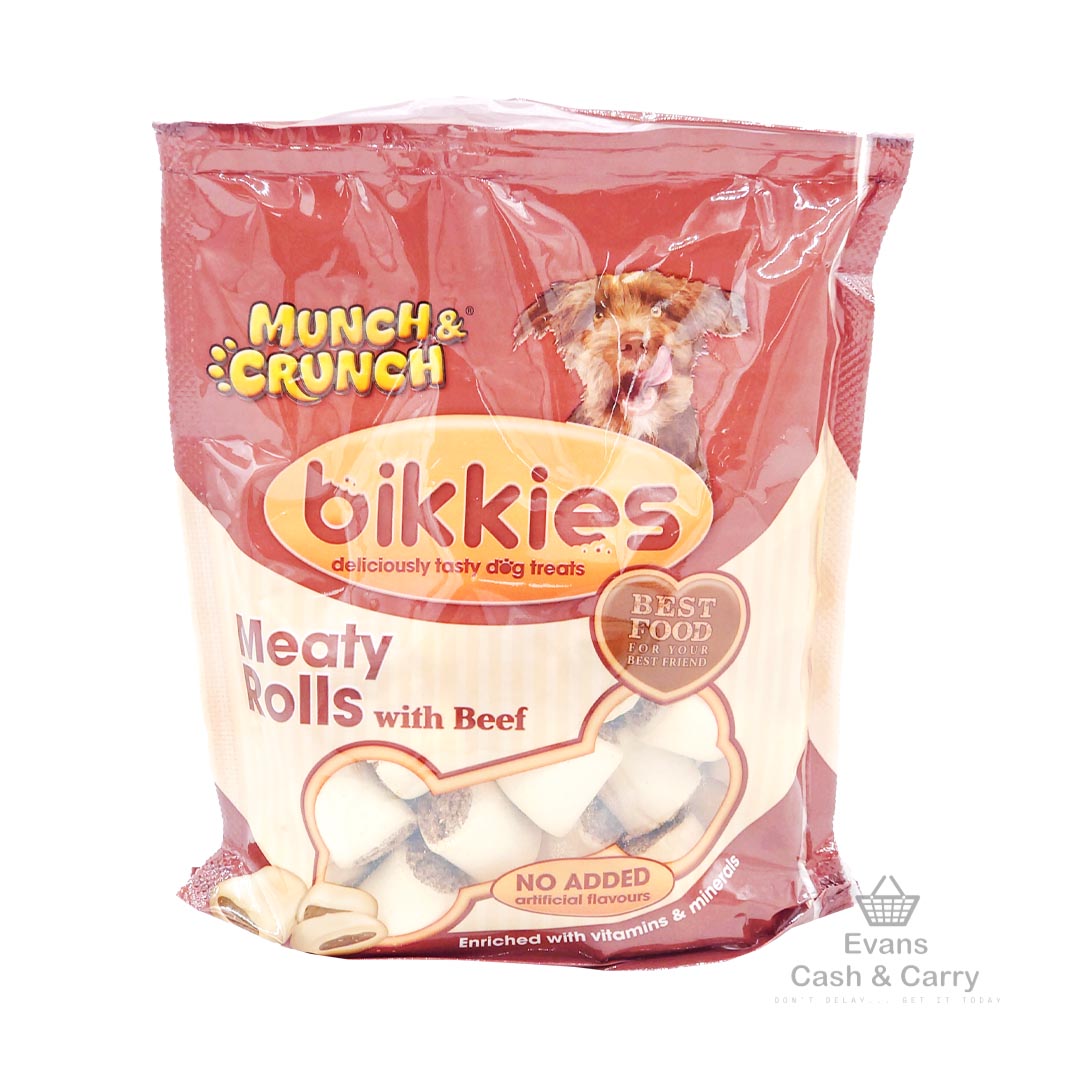 (BBE 11/12/24) Munch Crunch Bikkies Beef Meaty Rolls (350g)