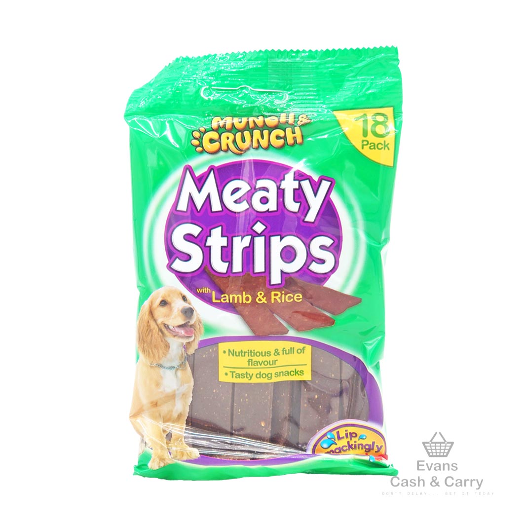 (BBE 20/04/24) Munch Crunch Meaty Strips - Lamb & Rice (18pk)